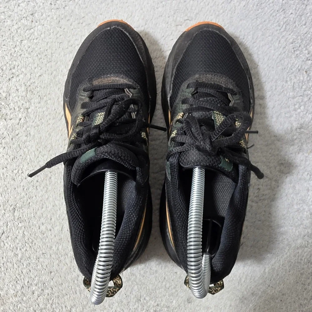 ASICS Pre Venture 9 Shoes Kids Size 3 Black Orange Trail Running Sneakers